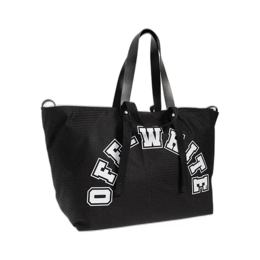 Off-White Logo Printed Mesh Top Handle Bag