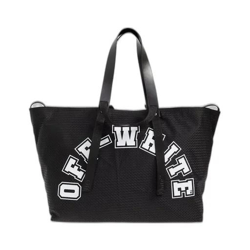 Off-White Logo Printed Mesh Top Handle Bag