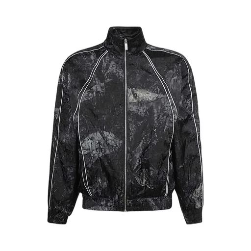 Off White Crinkled Zip-Up Windbreaker Jacket