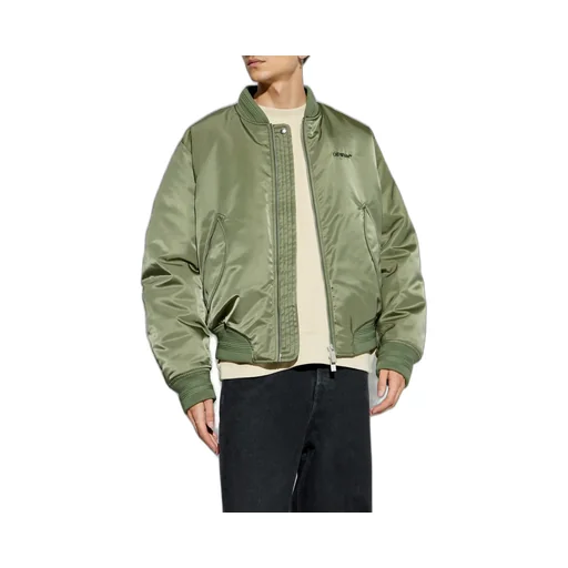 Off-White Zip-Up Long-Sleeved Bomber Jacket