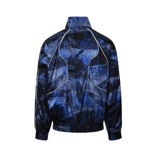 Off White Crinkled Zip-Up Windbreaker Jacket
