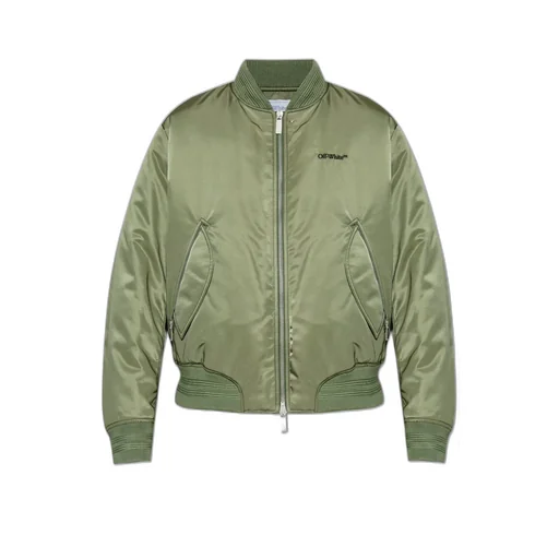 Off-White Zip-Up Long-Sleeved Bomber Jacket