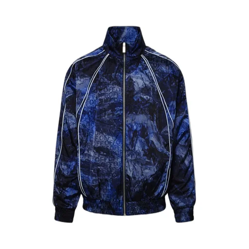 Off White Crinkled Zip-Up Windbreaker Jacket