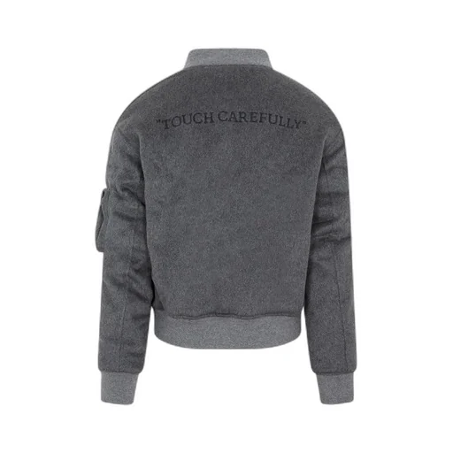 Off-White Zip-Up Long-Sleeved Bomber Jacket