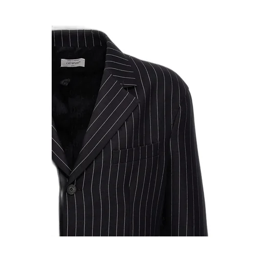 Off-White 23-Print Pinstriped Straight Hem Blazer