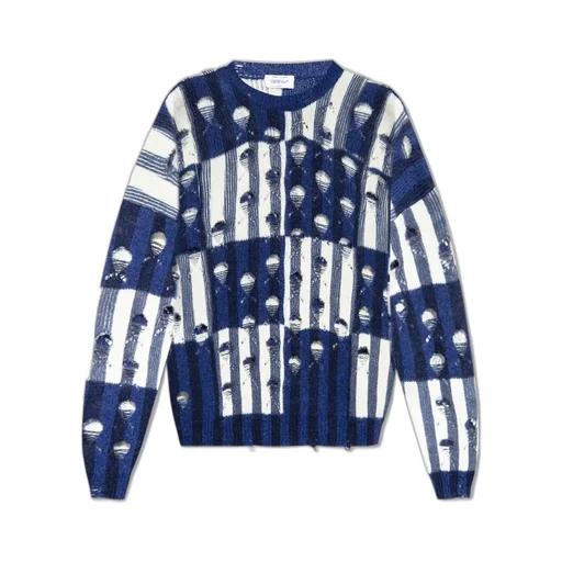 Off-White Shibori Distressed Crewneck Long-Sleeved Jumper