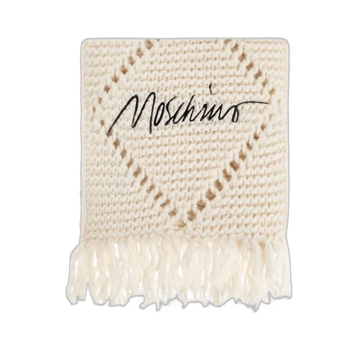 Moschino Logo Printed Fringed Scarf