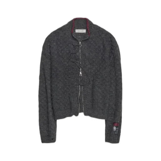 Nullus Chex Pattern Zip-Up Cardigan