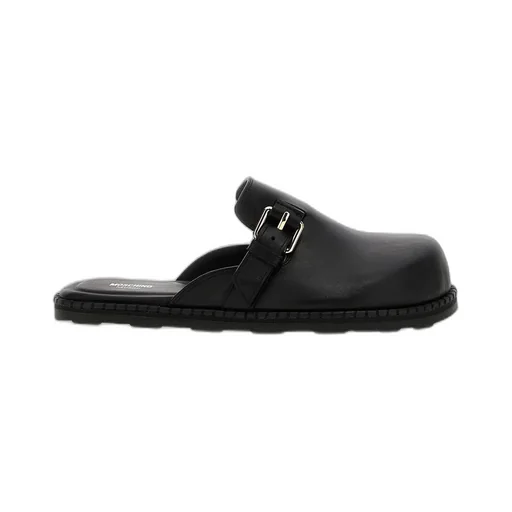 Moschino Buckle Detailed Round Toe Mules