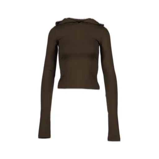 Gathered Hoodie Jersey Top / Kha