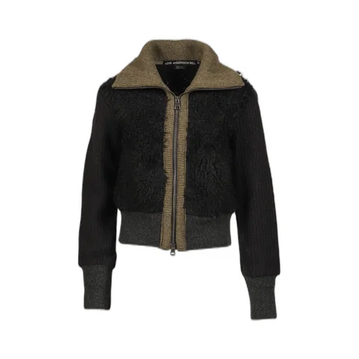 Fur Combo Knit Top / Black