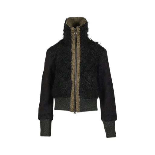 Fur Combo Knit Top / Black