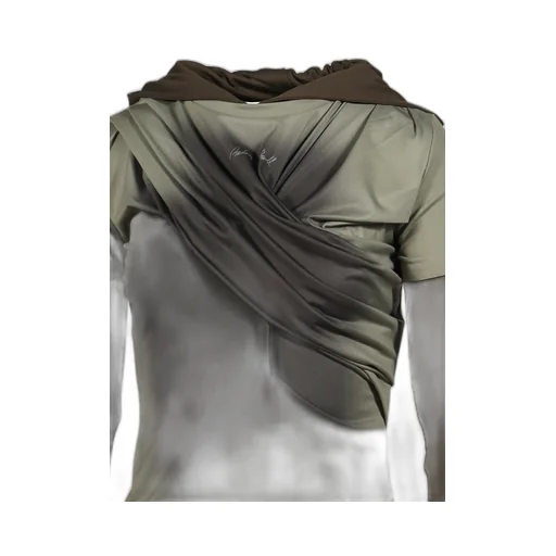 Gathered Hoodie Jersey Top / Kha