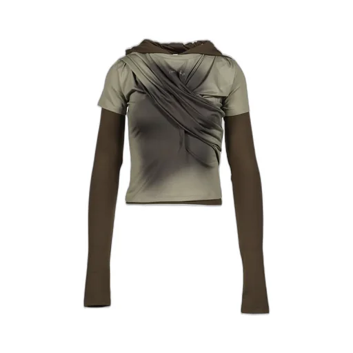 Gathered Hoodie Jersey Top / Kha