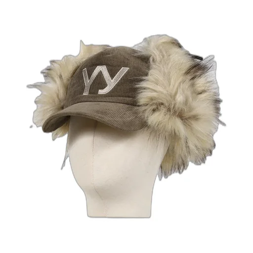 Faux Fur Corduroy Earflap Cap /Kha