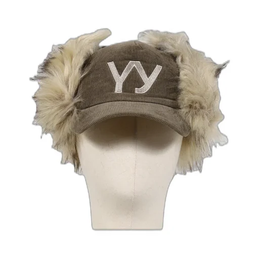 Faux Fur Corduroy Earflap Cap /Kha