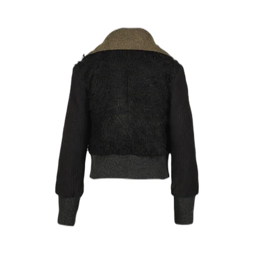 Fur Combo Knit Top / Black