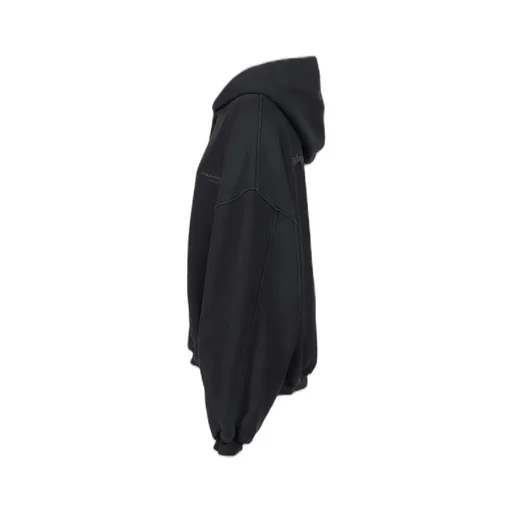 Zip Up Hoodie W/ Graphic Logo / Washed Blk
