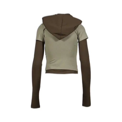Gathered Hoodie Jersey Top / Kha