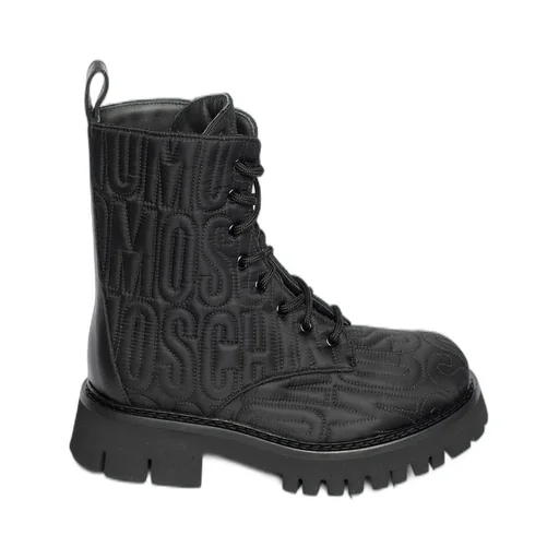 Moschino Logo Jacquard Round-Toe Ankle Boots