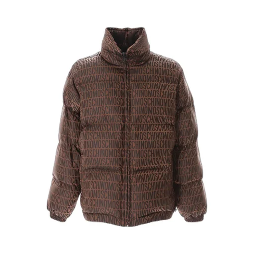 Moschino Allover Logo Zip-Up Puffer Coat