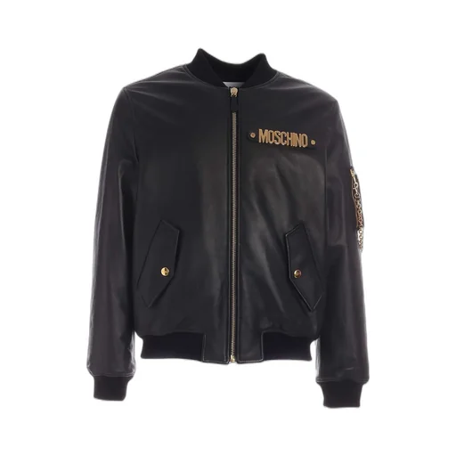 Moschino Logo Plaque Zip-Up Bomber Jacket