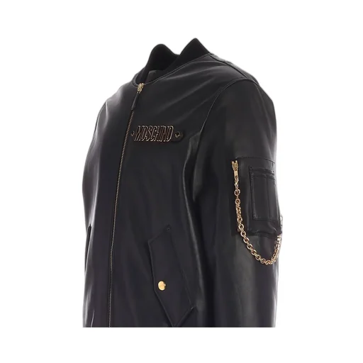 Moschino Logo Plaque Zip-Up Bomber Jacket