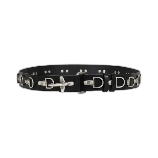 Full Metal Leather Belt / Black