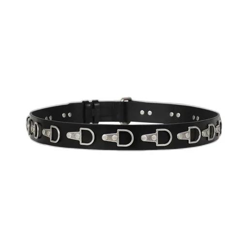 Full Metal Leather Belt / Black