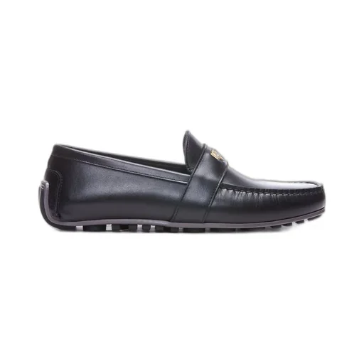 Moschino Logo Plaque Round Toe Loafers