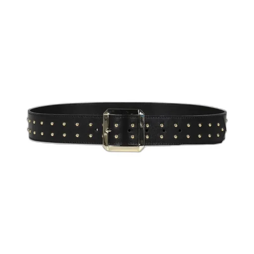 Studded Large Gold Buckle Belt / Blk
