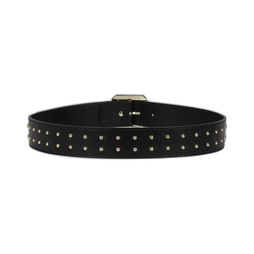 Studded Large Gold Buckle Belt / Blk