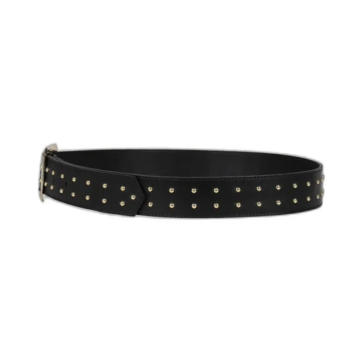 Studded Large Gold Buckle Belt / Blk