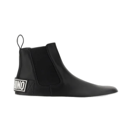 Moschino Logo Embossed Ankle Boots