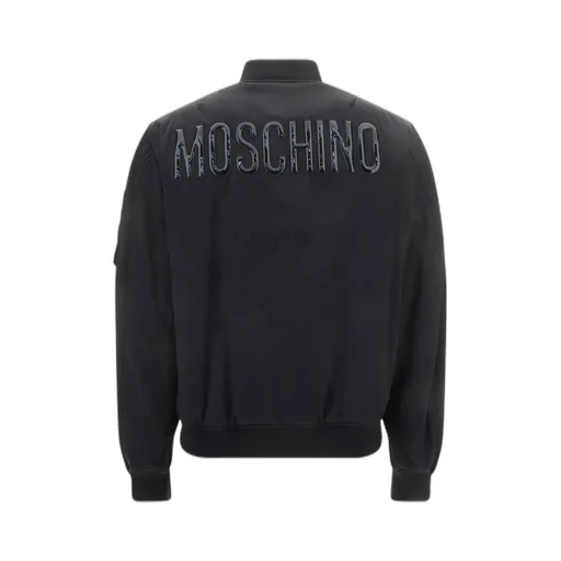 Moschino Logo Printed Zipped Bomber Jacket