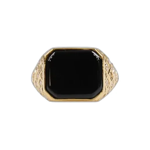 Diamond Quilted Stone Ring / Gld