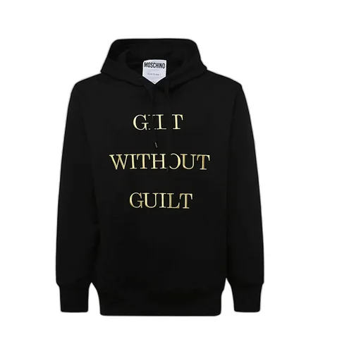 Moschino Slogan Embroidered Drawstring Hoodie