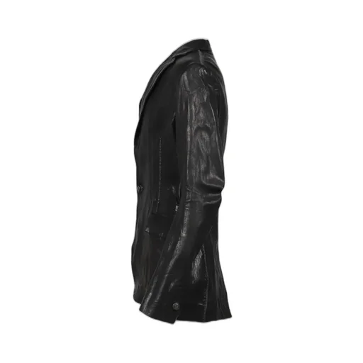 Pionnier Stretch Leather Classic Blazer / Noir