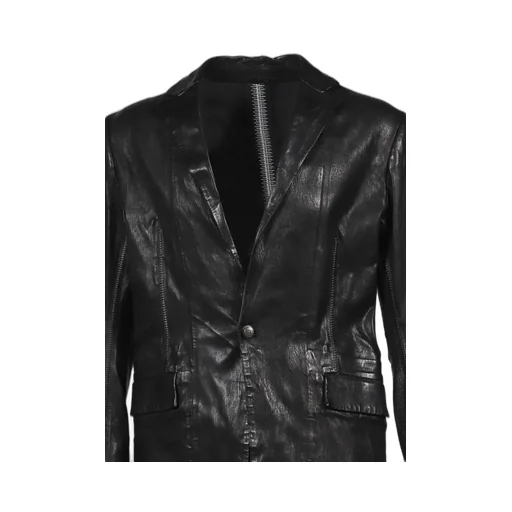 Pionnier Stretch Leather Classic Blazer / Noir