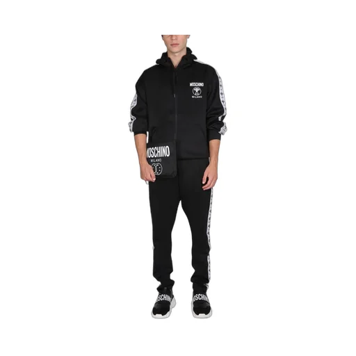 Moschino Logo Printed Drawstring Zipped Hoodie