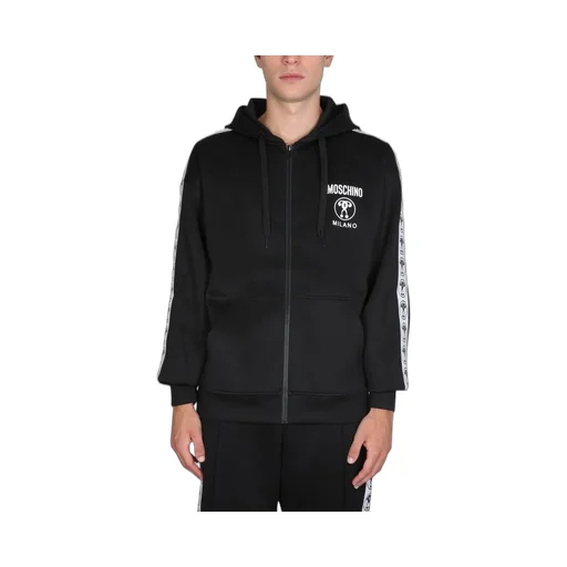 Moschino Logo Printed Drawstring Zipped Hoodie