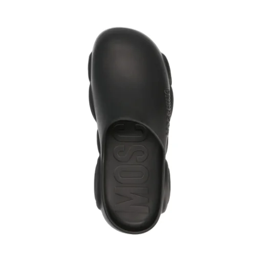 Moschino Logo Embossed Round-Toe Slides