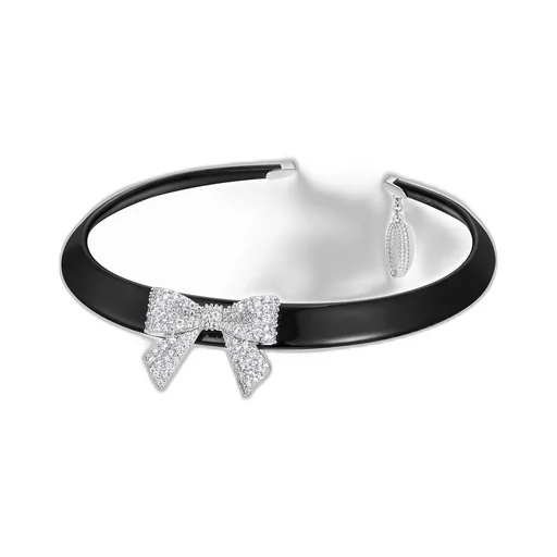 Pave Bowknot Acetate Chocker / Slv