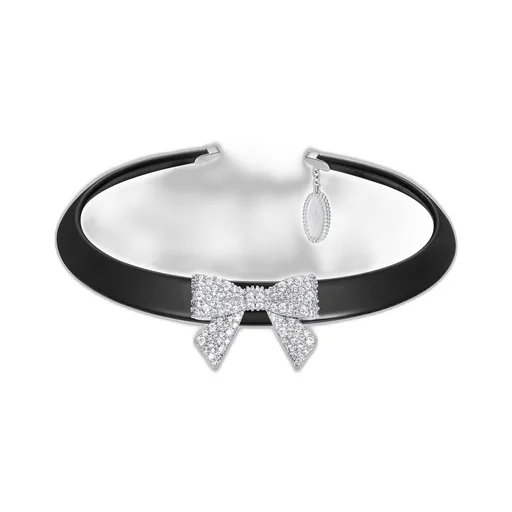Pave Bowknot Acetate Chocker / Slv