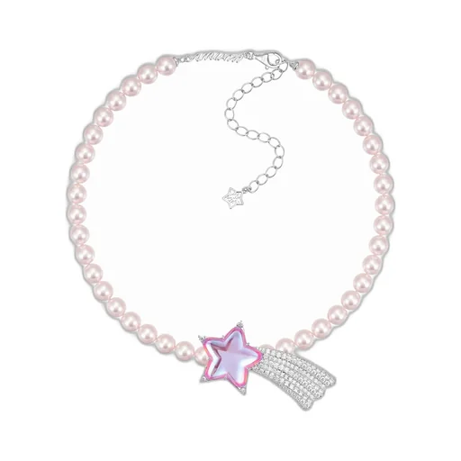 Pave Long-Tail Meteor Necklace / Pnk