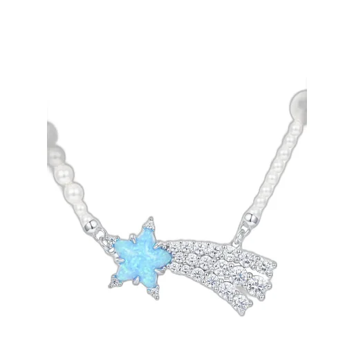 Crystal Meteor Pearl Necklace / Blu