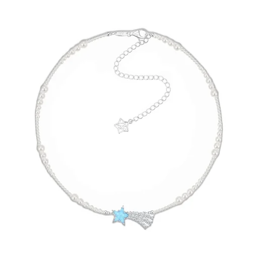 Crystal Meteor Pearl Necklace / Blu