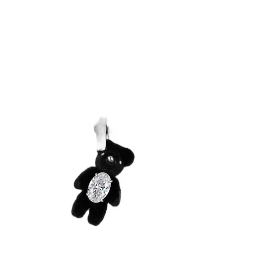 Mini Flocked Bear Pearl Necklace / Blk