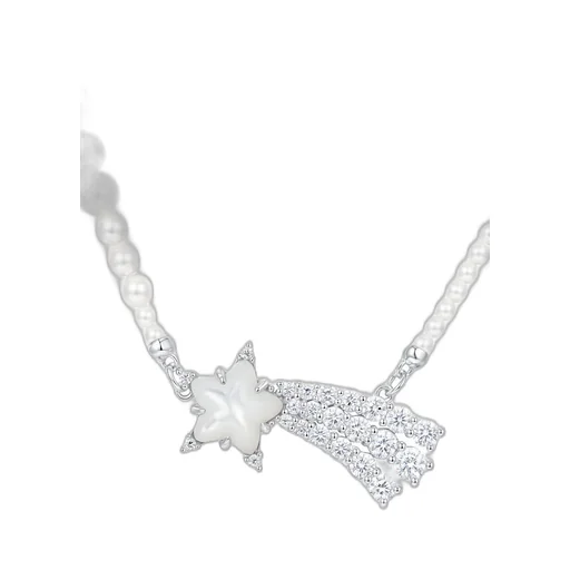 Crystal Meteor Pearl Necklace / Wht