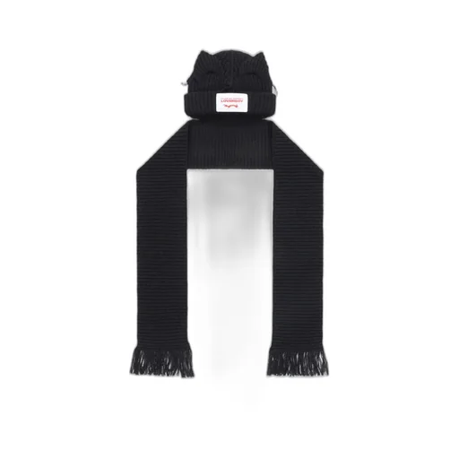 Chunky Ears Beanie Scarf/Black